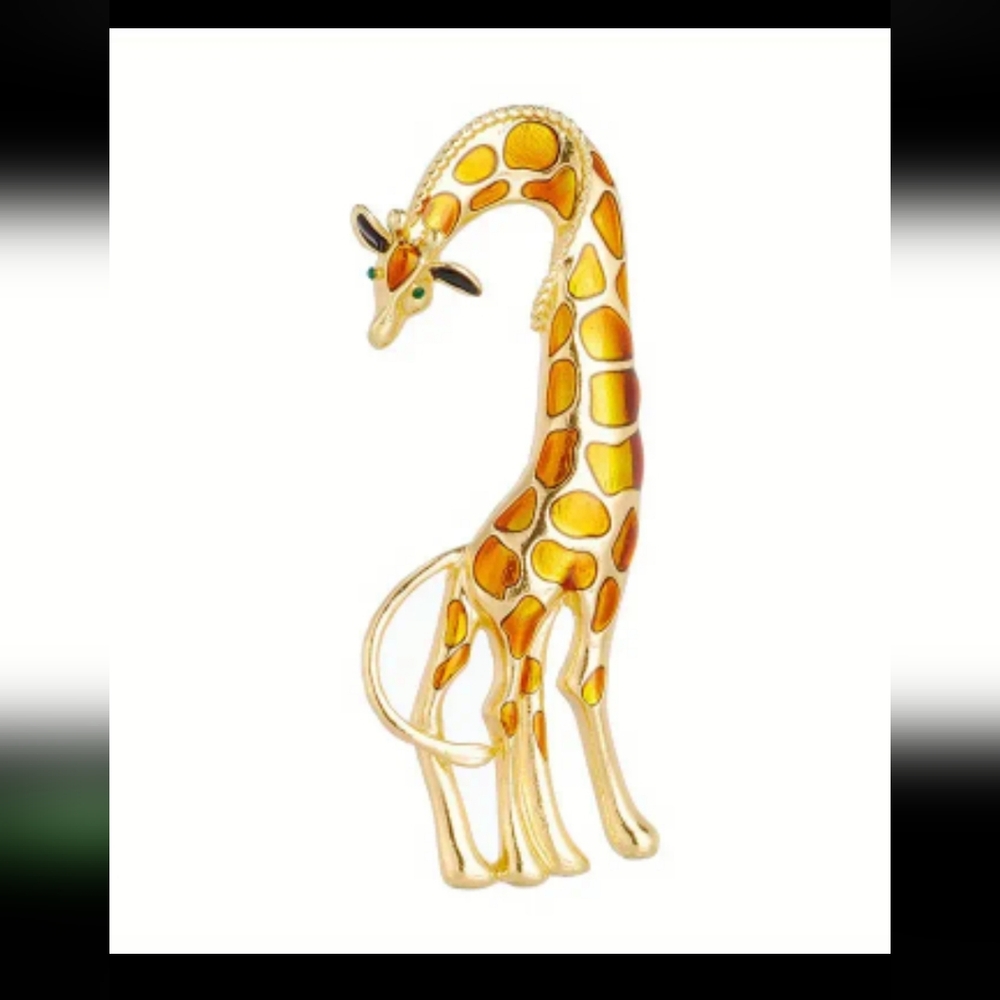 Gold and Orange Giraffe Brooch